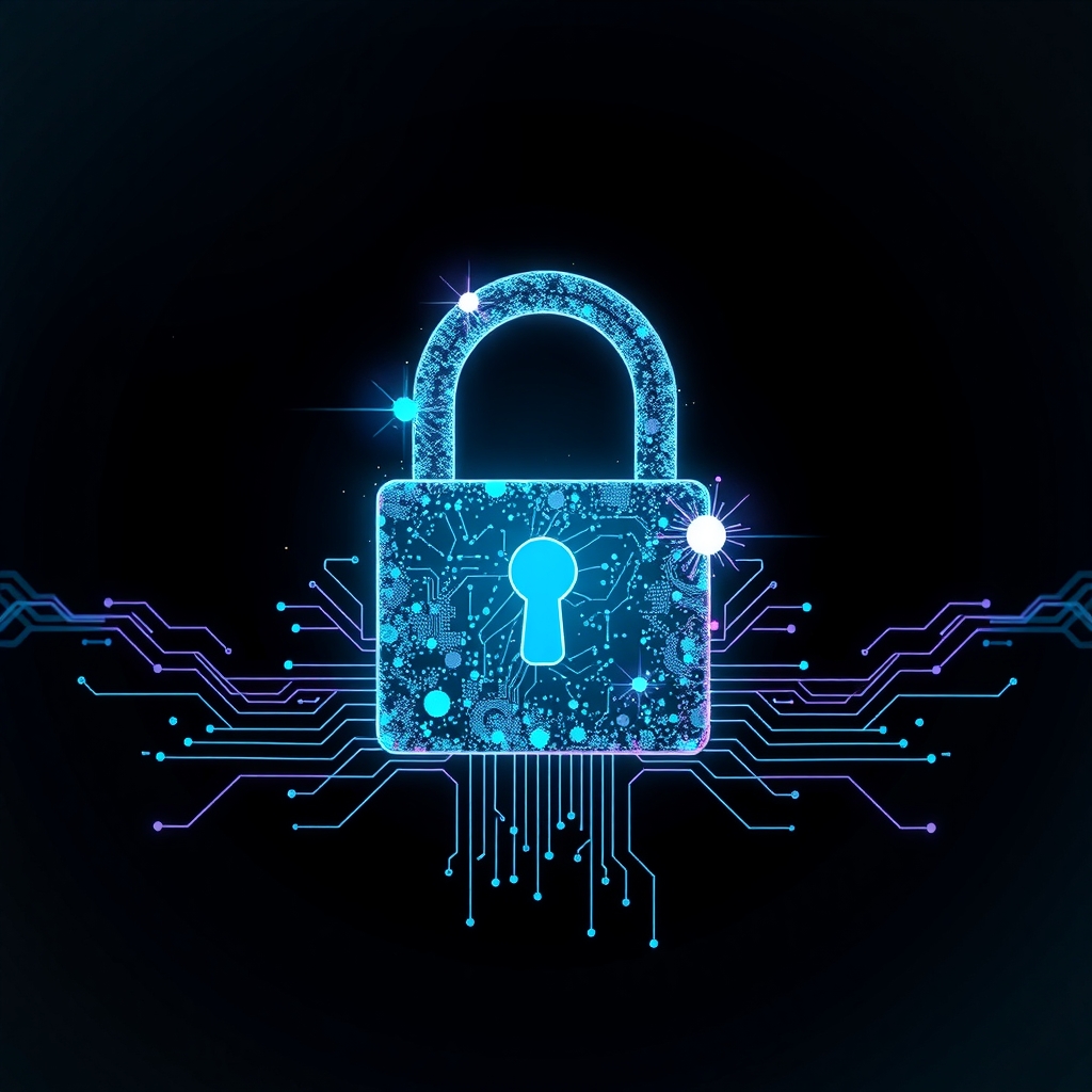 Lucchetto digitale luminoso, simbolo della privacy e protezione dei dati sui siti non AAMS
