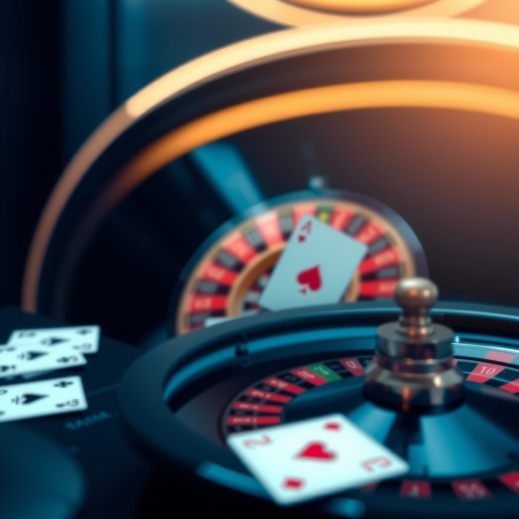 Atmosfera elegante di un casinò con roulette e carte da gioco, simbolo dei siti non AAMS